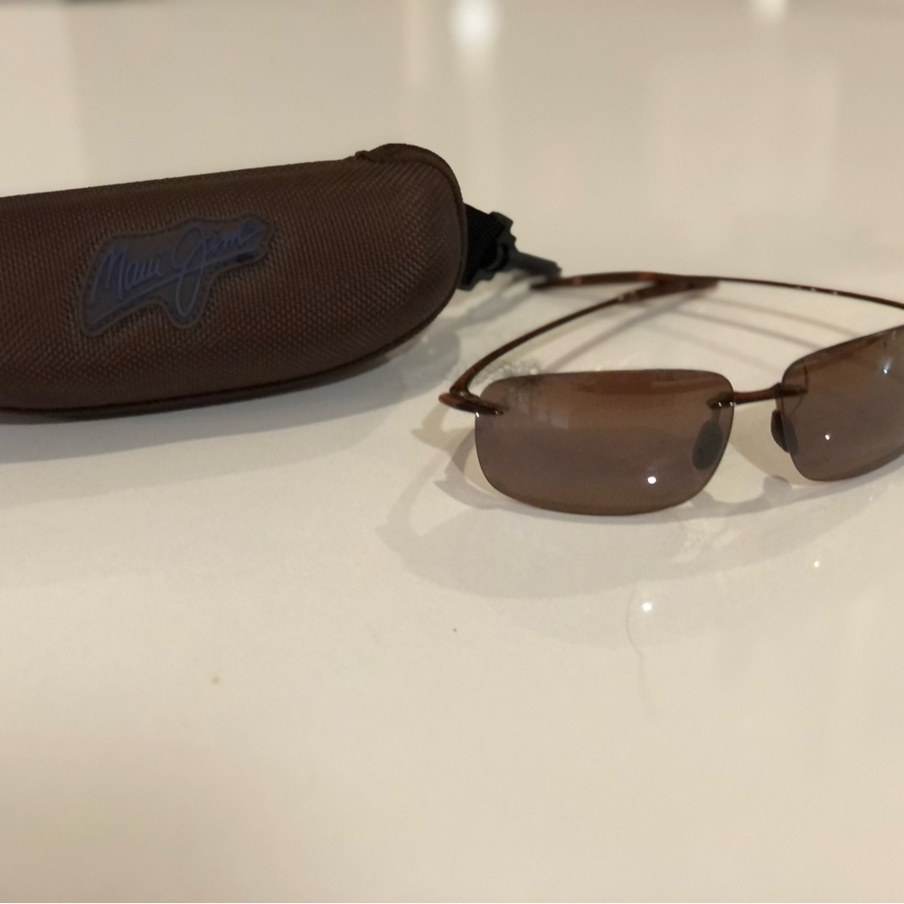 Maui Jim Brown Rimless Sunglasses with Matching Brown Case